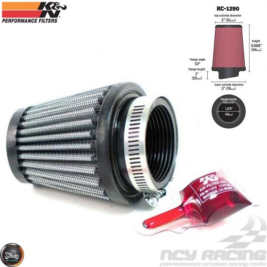 K&N Air Filter Cone 48mm 30° Angle (RC-1290)