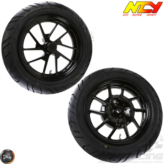 NCY Rim w/Tire Set 12in Black (BWS, Zuma 125)