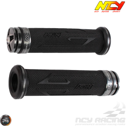 NCY Throttle Grip 7/8in Aluminum Rhinestone Gray Set (GY6, Ruckus, Universal)