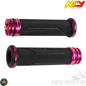 NCY Throttle Grip 7/8in Aluminum Rhinestone Pink Set (GY6, Ruckus, Universal)