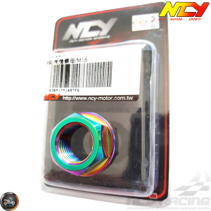 NCY Rear Axle Nut M16 Electroplated Titanium (QMB, GY6, Universal)