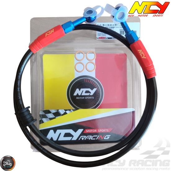NCY Brake Line Front 110cm Stainless Braided Sealed (QMB, GY6, Universal)