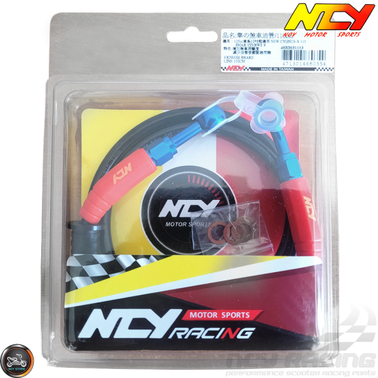 NCY Brake Line Front 110cm Stainless Braided Sealed (QMB, GY6, Universal)