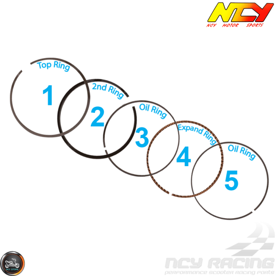 NCY Piston Rings 61mm 1.0/1.0/2.0 Set (GY6)